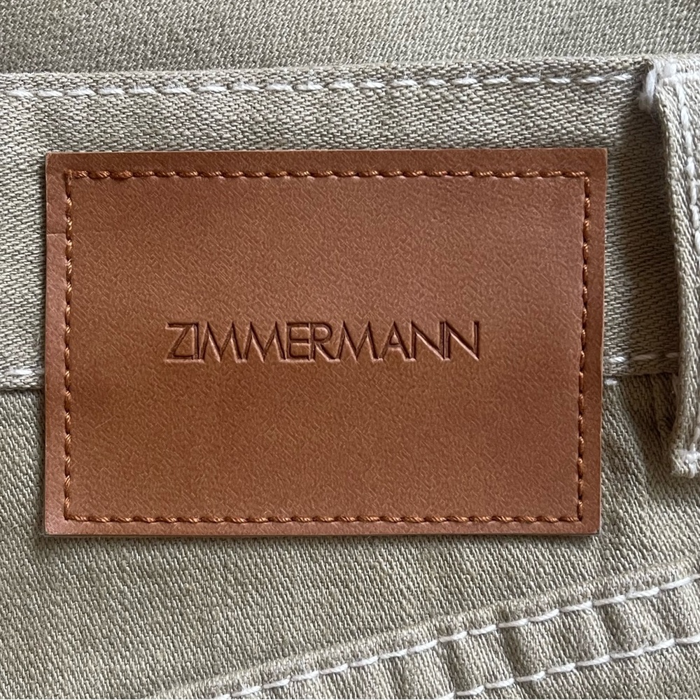 Zimmermann Belted High-Rise Straight-Leg Jeans in Sage Green - Picture 9 of 10